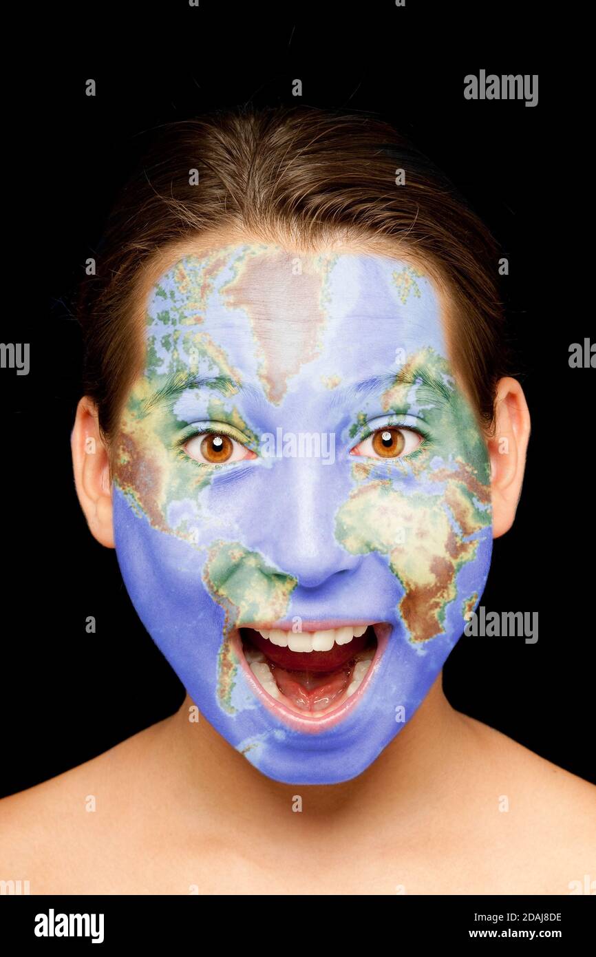 Face paint world map hires stock photography and images Alamy