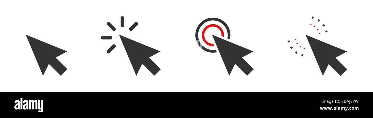 Set computer mouse cursor arrow. Vector illustration isolated on white ...