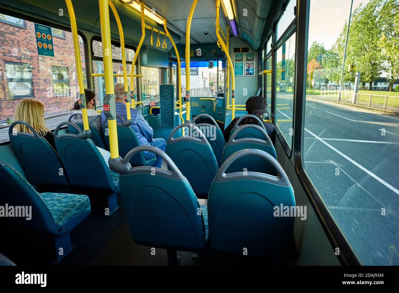 Travelling on a bus into Liverpool during covid times Stock Photo