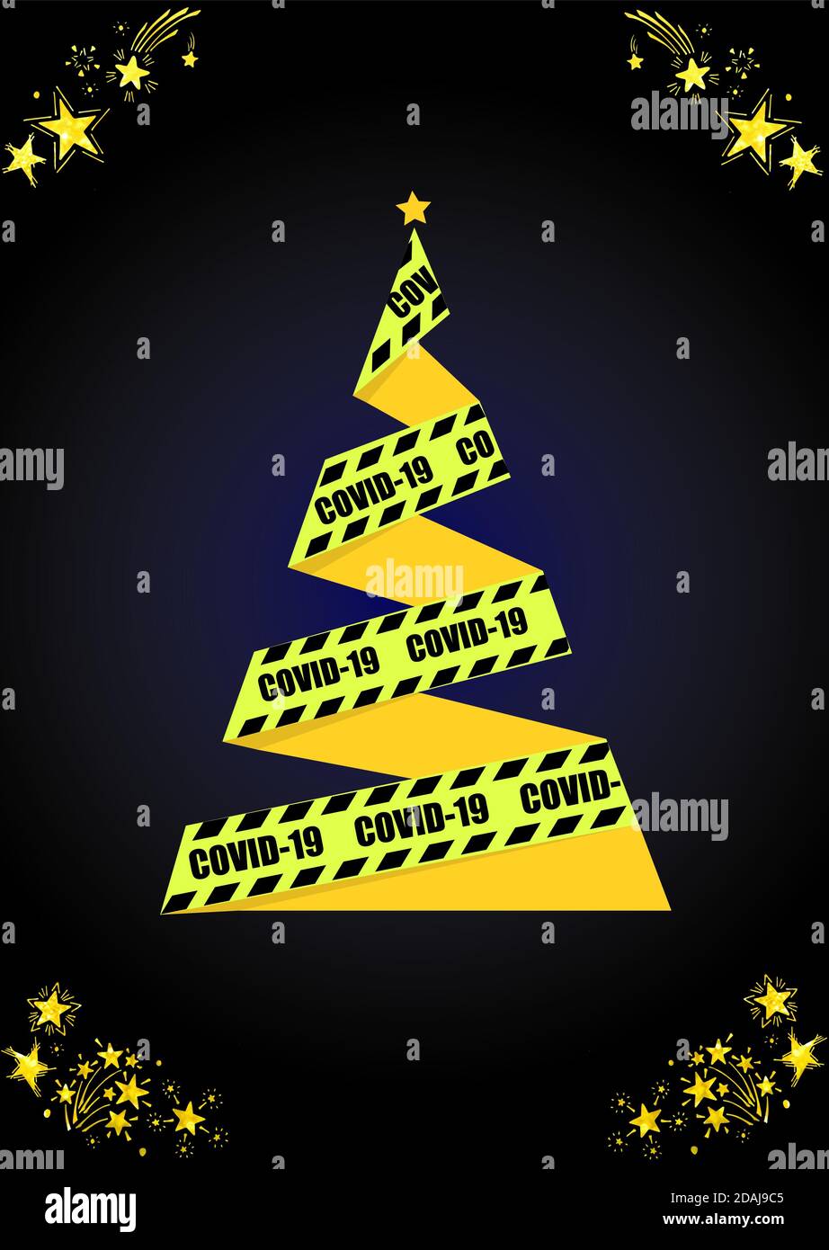 Covid Christmas tree with stars Stock Photo