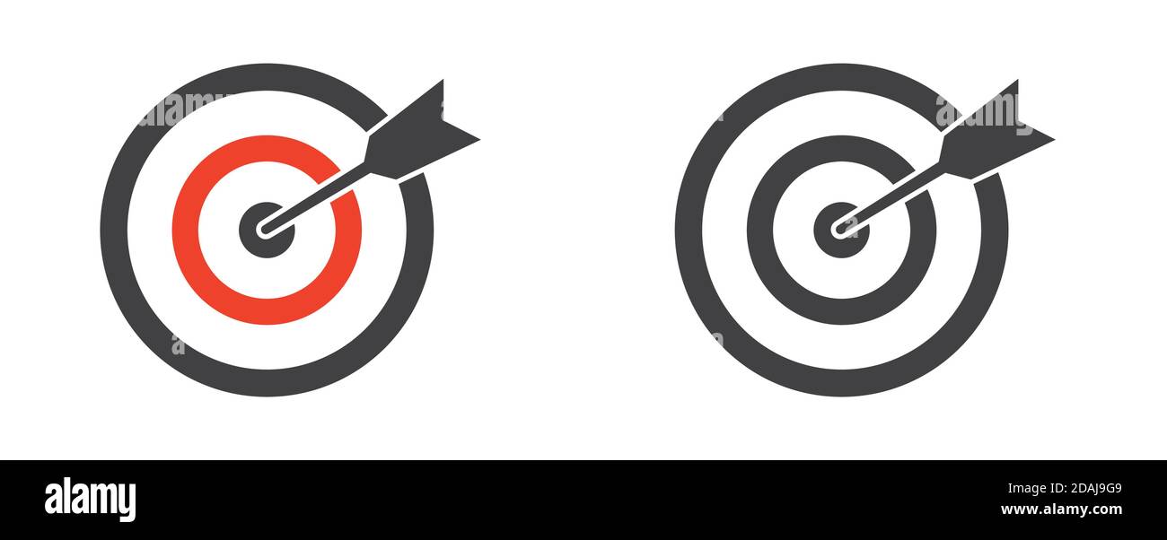 Goal, goal and target icons set isolated on white background Stock ...