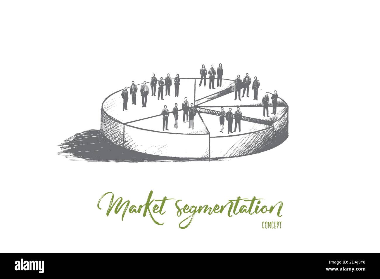 Market segmentation concept. Hand drawn isolated vector. Stock Vector