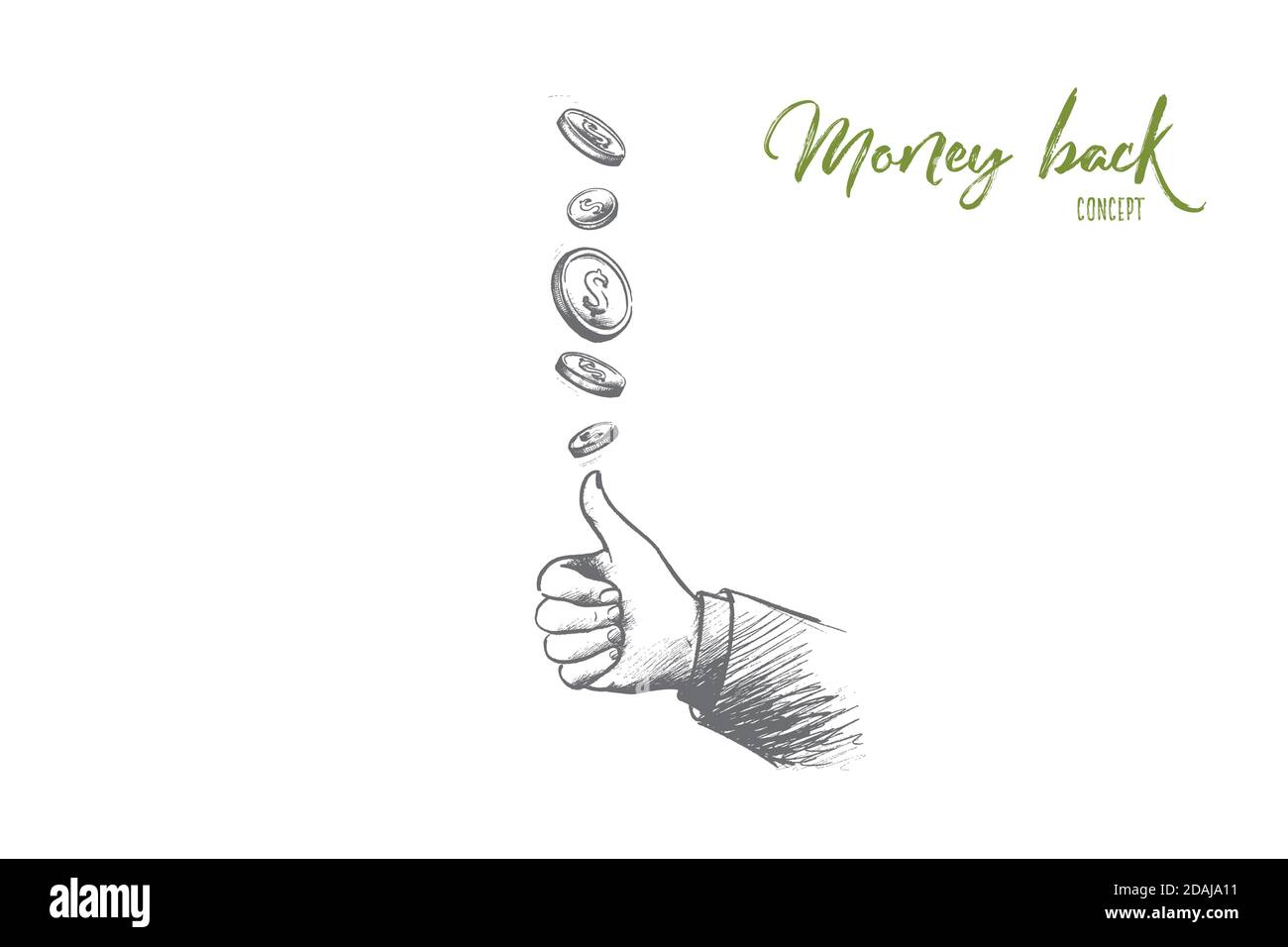 Money back concept. Hand drawn isolated vector Stock Vector Image & Art
