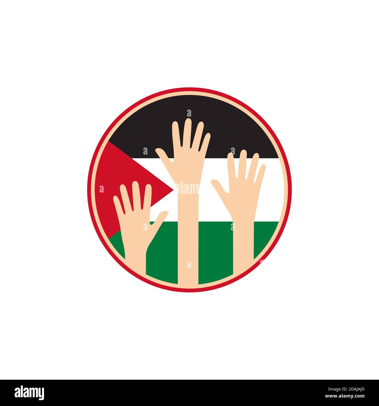 circle flag palestine with raise hands design vector illustration Stock Vector