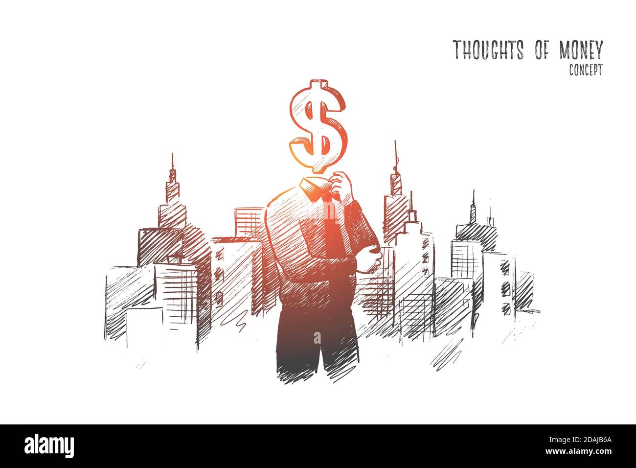 Thoughts of money concept. Hand drawn isolated vector Stock Vector ...