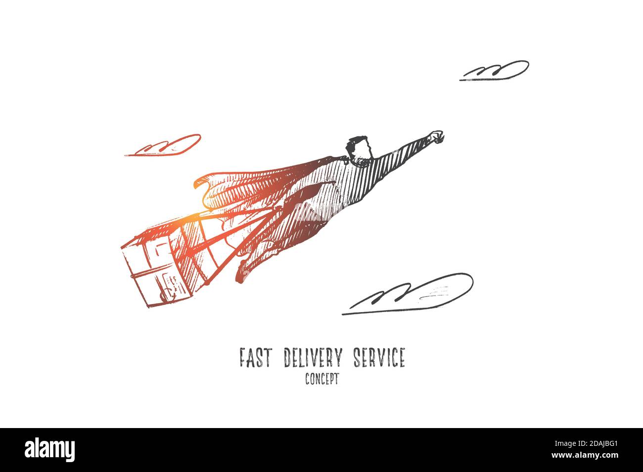 Fast delivery service concept. Hand drawn isolated vector Stock Vector