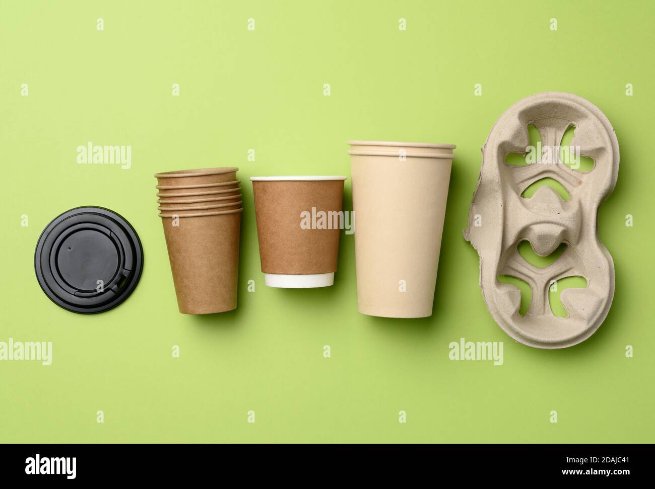 Download Disposable Paper Cups From Brown Craft Paper And Recycled Paper Holders On A Green Background Top View Plastic Rejection Concept Zero Waste Stock Photo Alamy