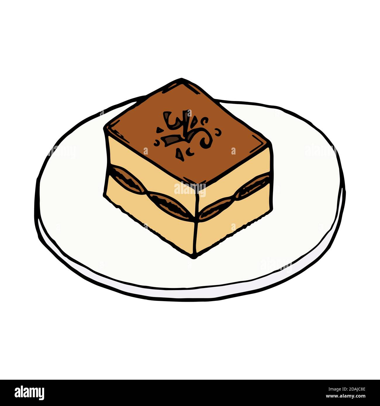 Tiramisu italian traditional food. Hand drawn sketch style. Vector colorful  illustration isolated on white background for restaurant menu and package  Stock Vector Image \u0026 Art - Alamy, image size:1300x1390