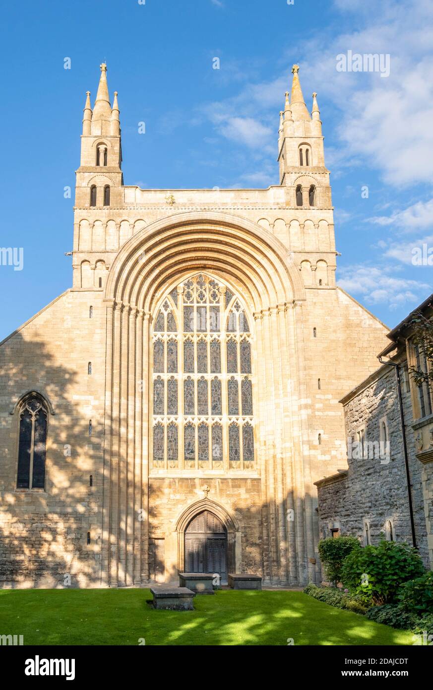 Tewkesbury Abbey tewkesbury or the Abbey Church of St Mary the Virgin West Facade, Tewkesbury, Gloucestershire, England, GB, UK, Europe Stock Photo