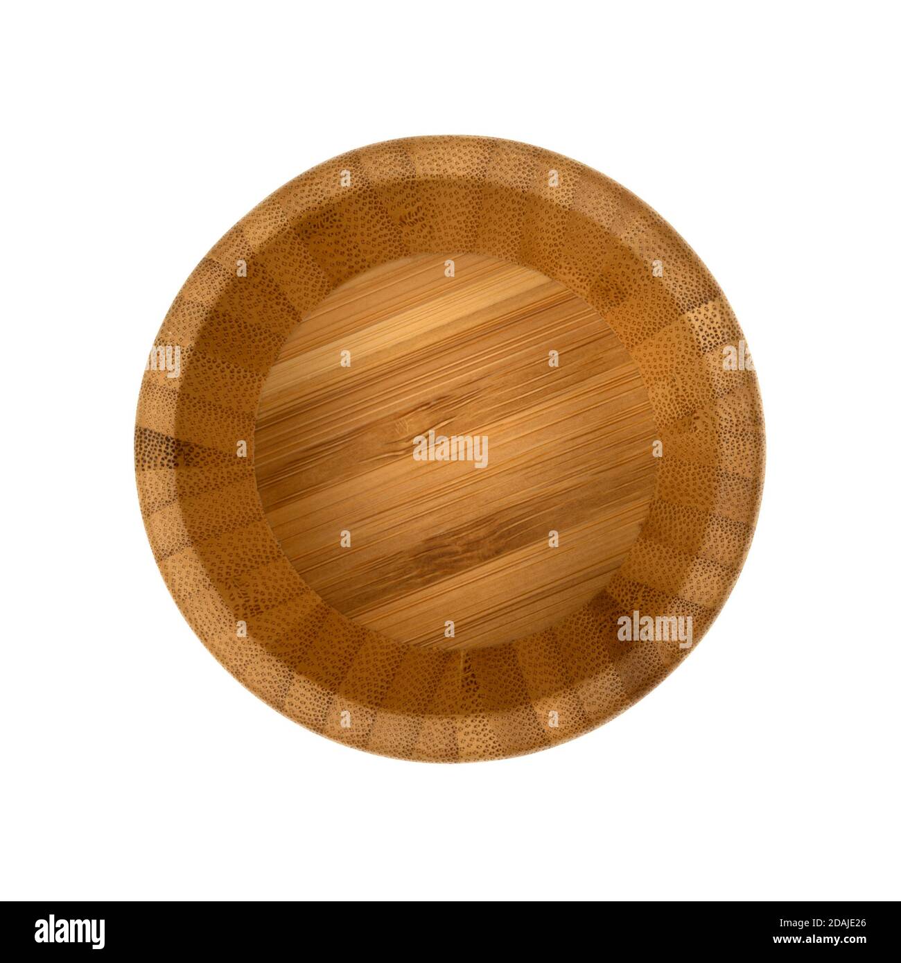 Top view of an empty wood bowl isolated on a white background Stock ...