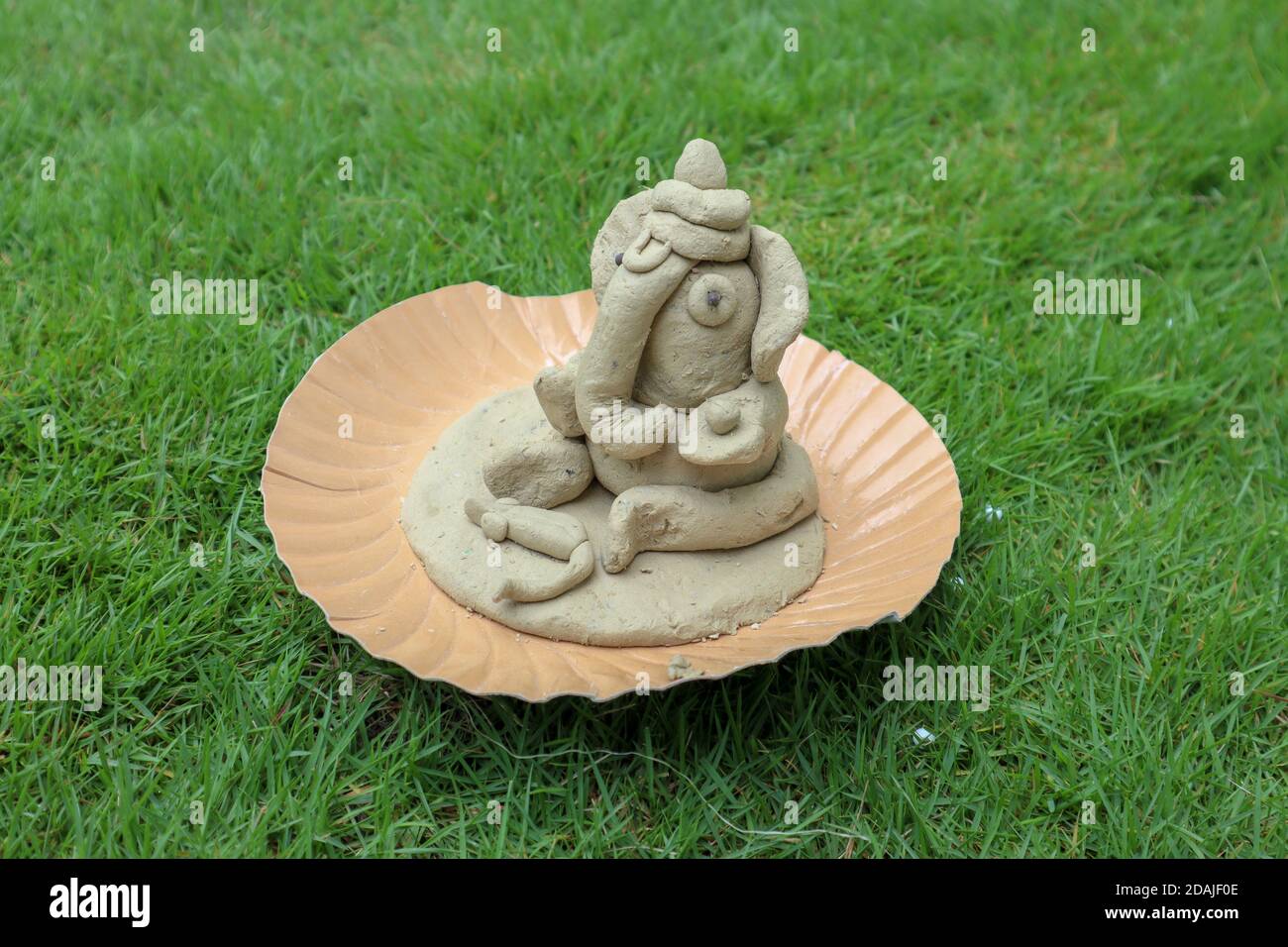 Home made Lord Ganesha. Making Ganesh ji murti (statue) from modern clay. Home made Lord Ganesh. Stock Photo