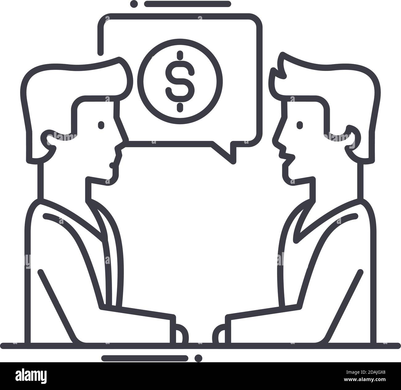 Business dialog icon, linear isolated illustration, thin line vector ...