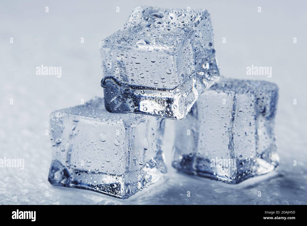 Blocks of Ice With water Drops close-up. Stock Photo