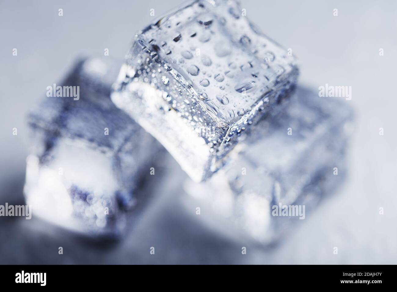 Blocks of Ice With water Drops close-up. Stock Photo