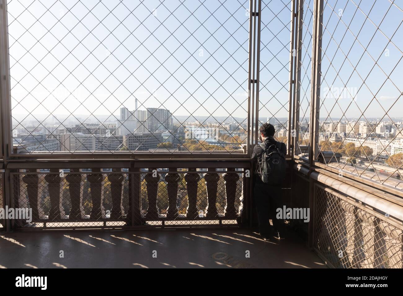 PARIS, FRANCE Nov 07, 2017 Eiffel Tower Observation Deck. Tourists