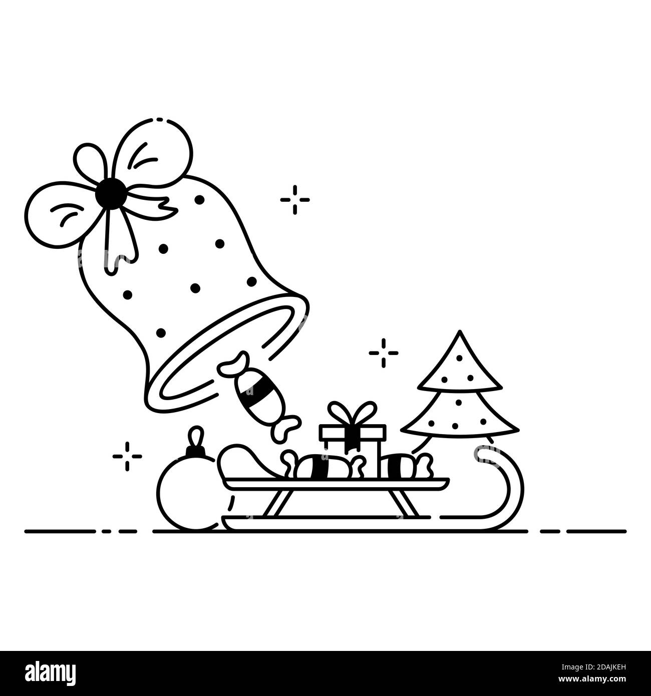Merry Christmas funny illustration, Christmas scene in cartoon style