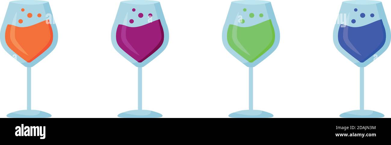 Colorful drinks flat object set Stock Vector