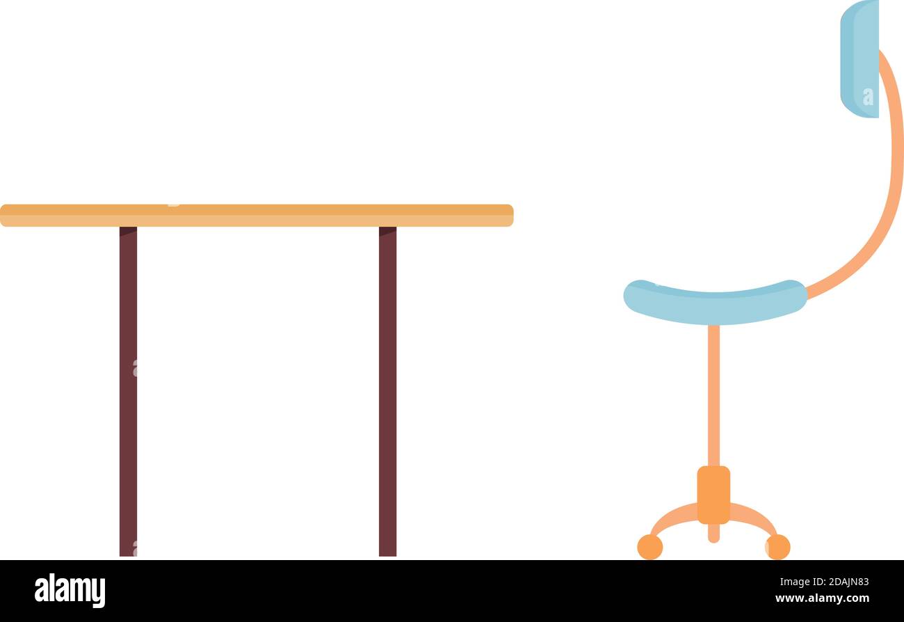 Desk and chair flat vector objects Stock Vector Image & Art - Alamy