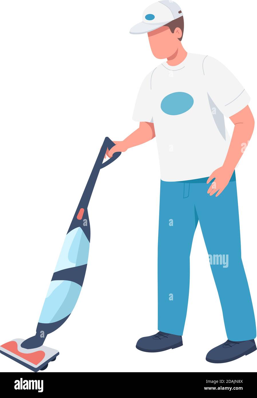 Janitor with vacuum sweeper Stock Vector
