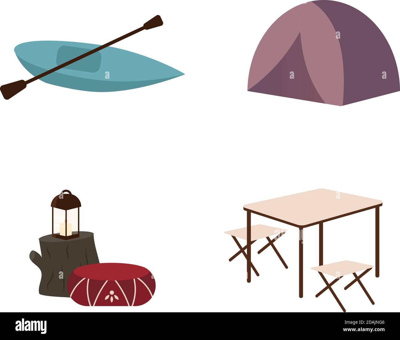 Camping flat vector objects set Stock Vector
