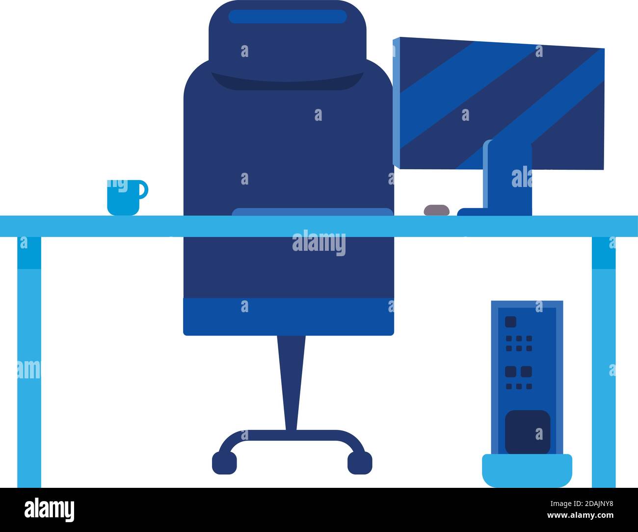 Office working place flat color vector object Stock Vector