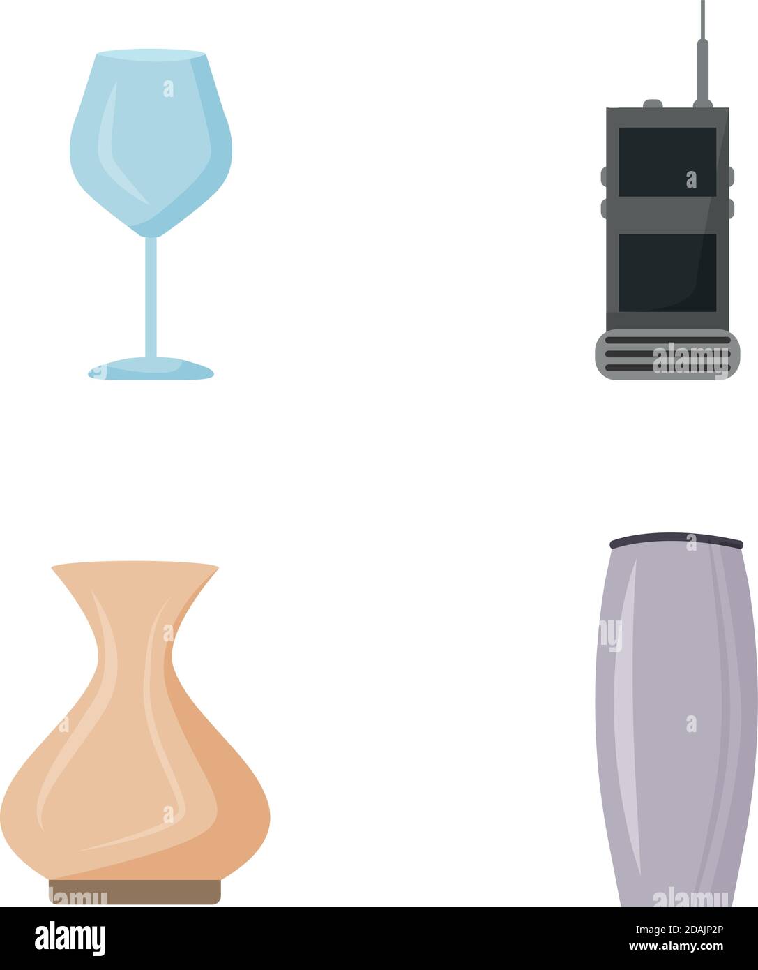 Hotel staff equipment flat color vector object set Stock Vector