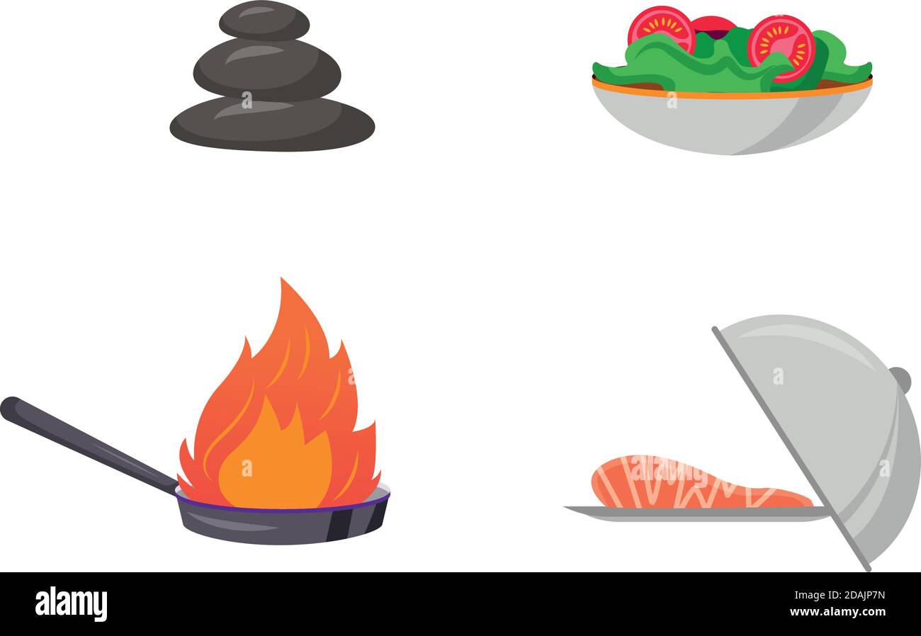 Kitchen preparation flat color vector object set Stock Vector