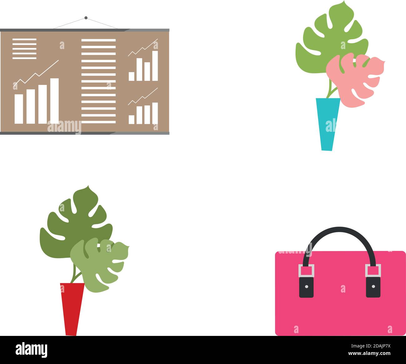 HR agency equipment flat color vector objects set Stock Vector