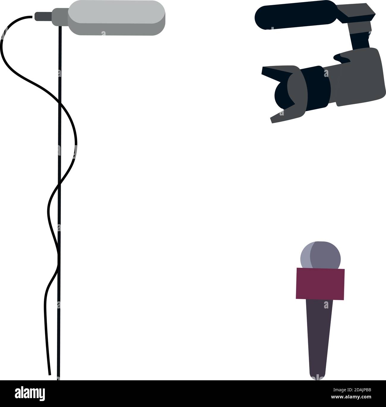 Journalist equipment flat color vector objects set Stock Vector