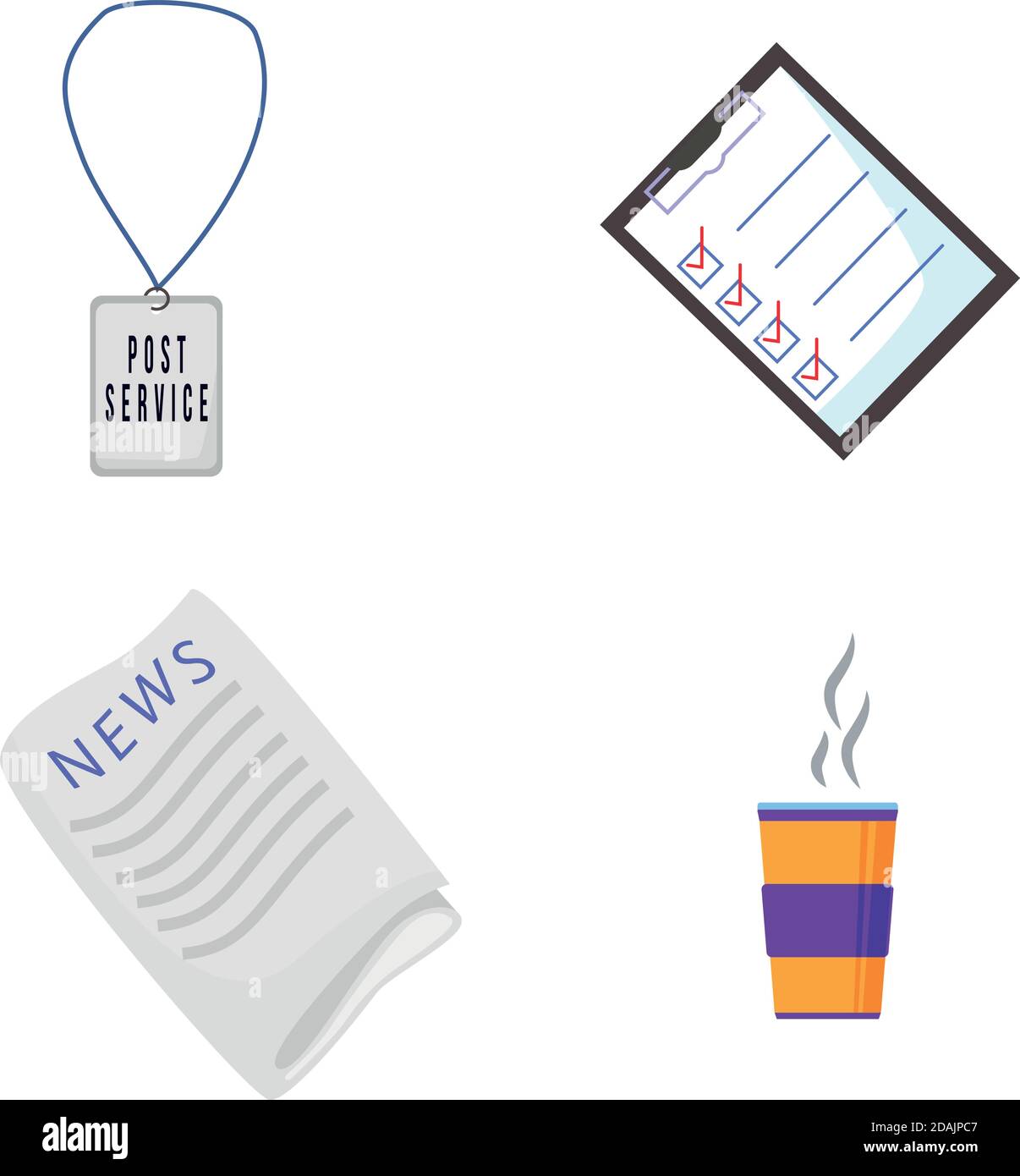Mail courier equipment flat color vector object set Stock Vector