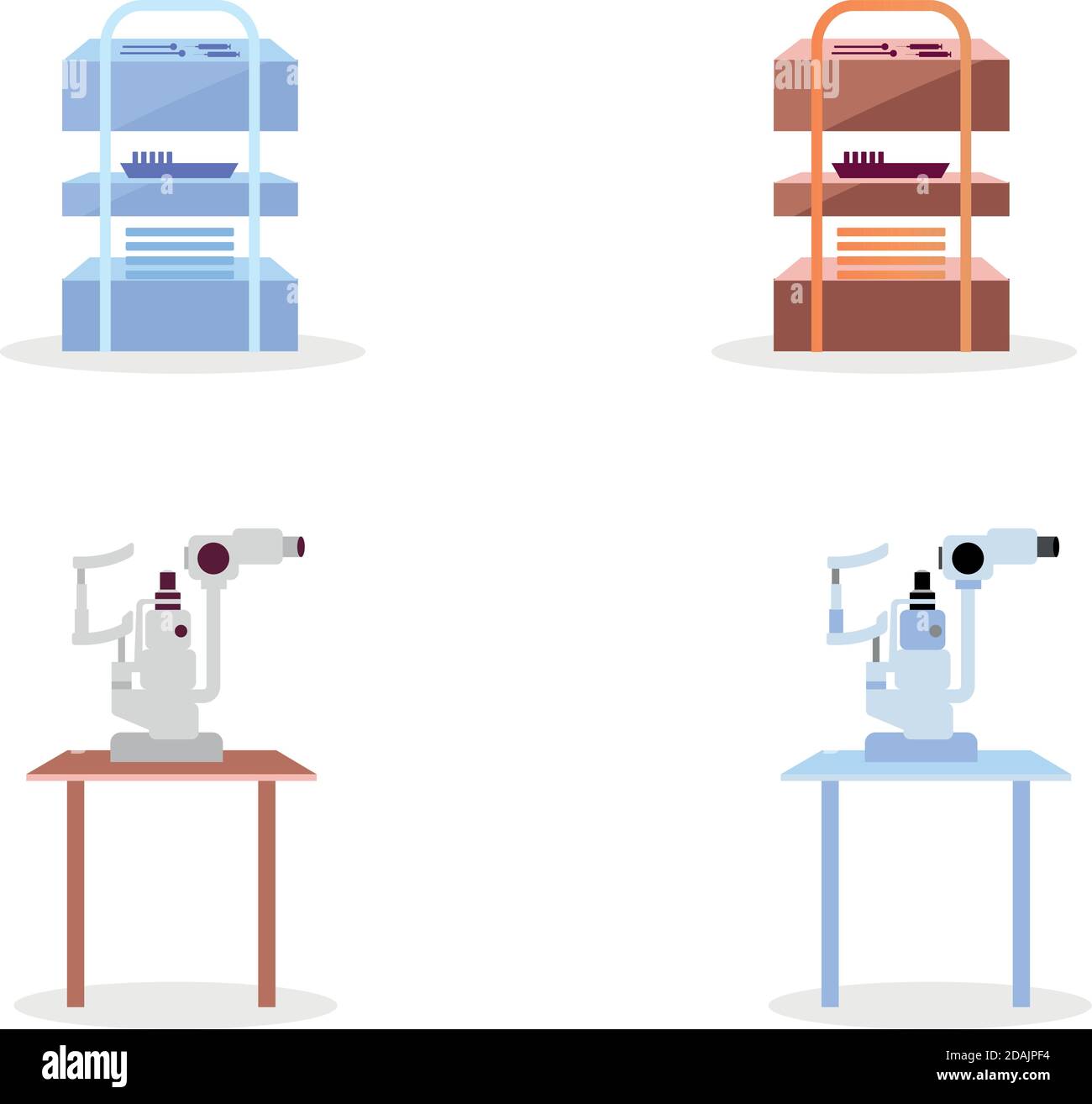 Medical equipment flat color vector objects set Stock Vector