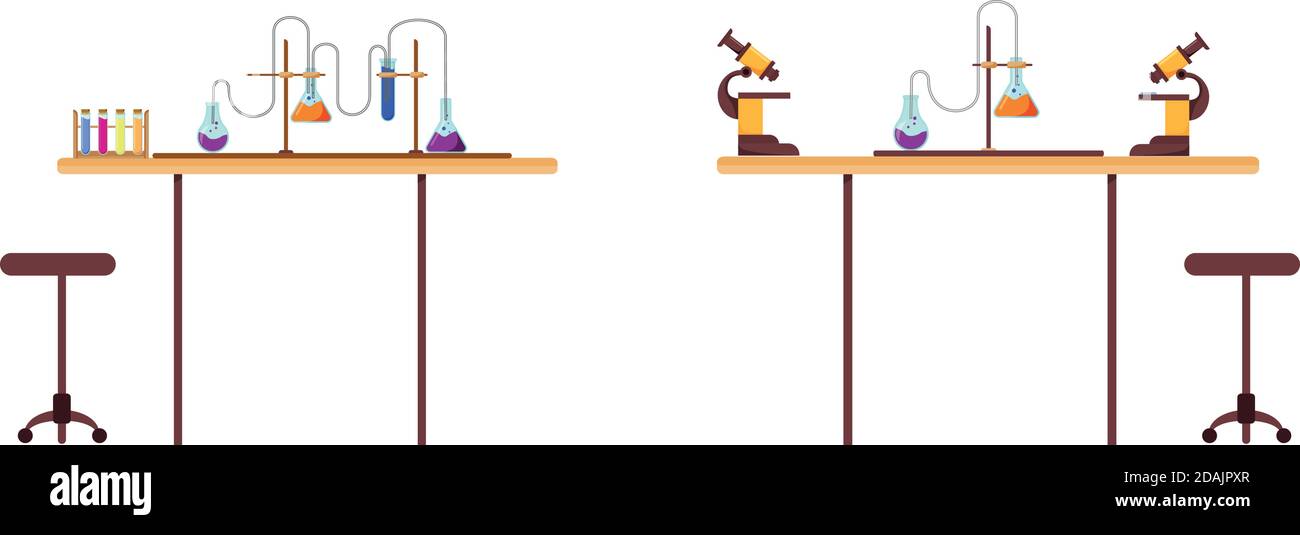 Chemistry desk flat object set Stock Vector Image & Art Alamy