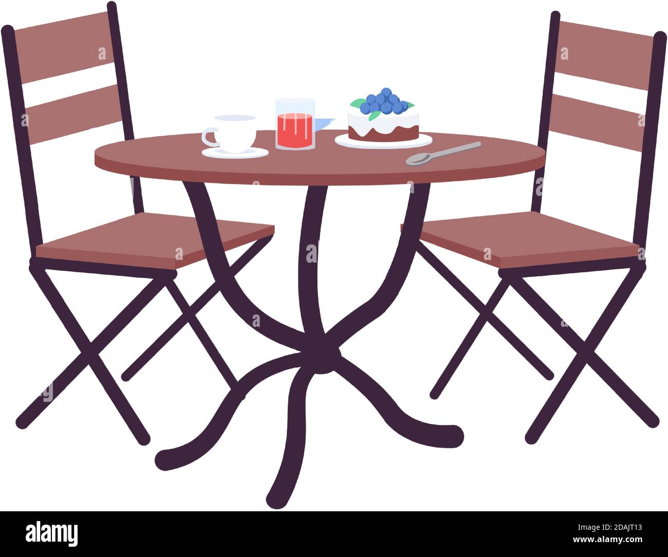 Cafe table with order flat color vector object Stock Vector