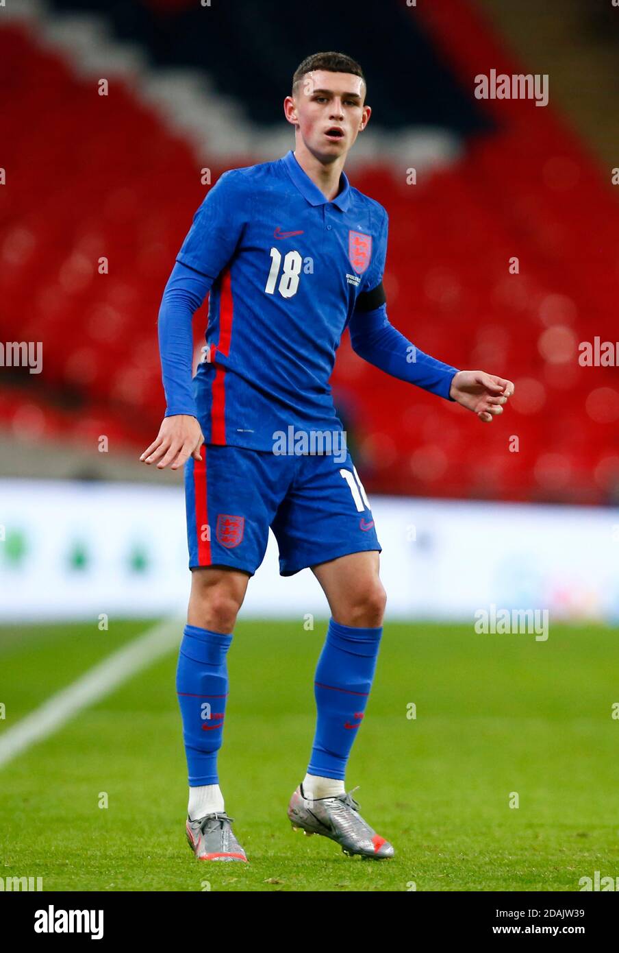 WEMBLEY, United Kingdom, NOVEMBER 12: Phil Foden (Manchester City) of Englandduring International Friendly between England and Republic of  Ireland at Stock Photo