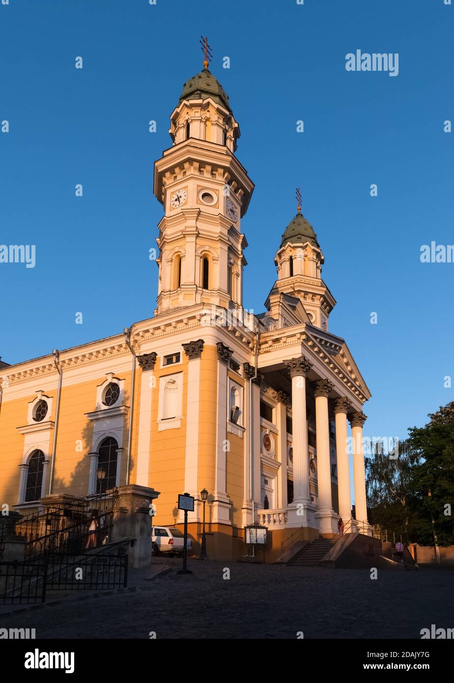 Greek Catholic Cathedral of the Exaltation of the Holy Cross in Uzhhorod, Transcarpathia, Ukraine Stock Photo