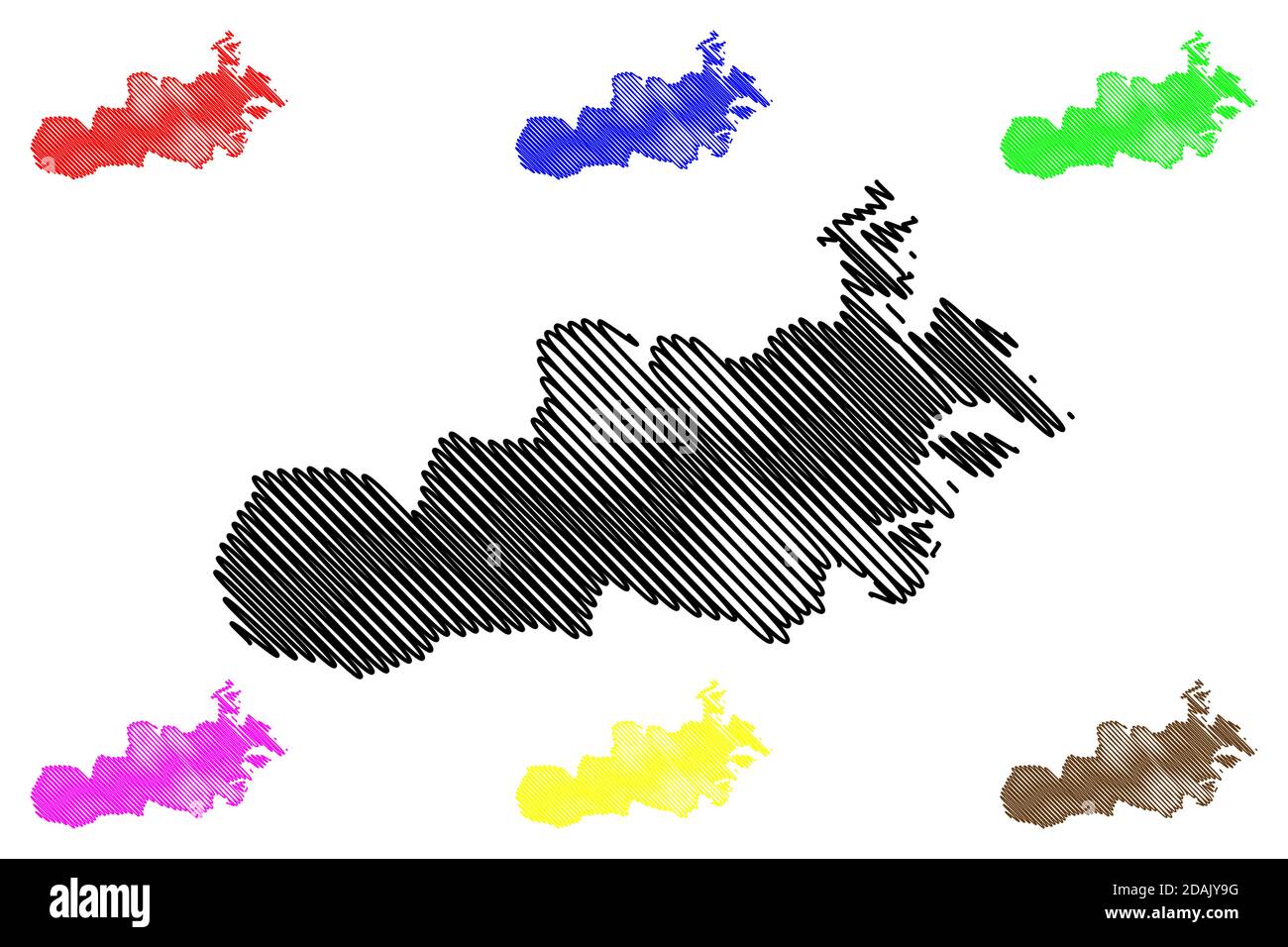 Central Region (Republic of Malta, island, archipelago, Regions of Malta) map vector illustration, scribble sketch Regjun Centrali map Stock Vector