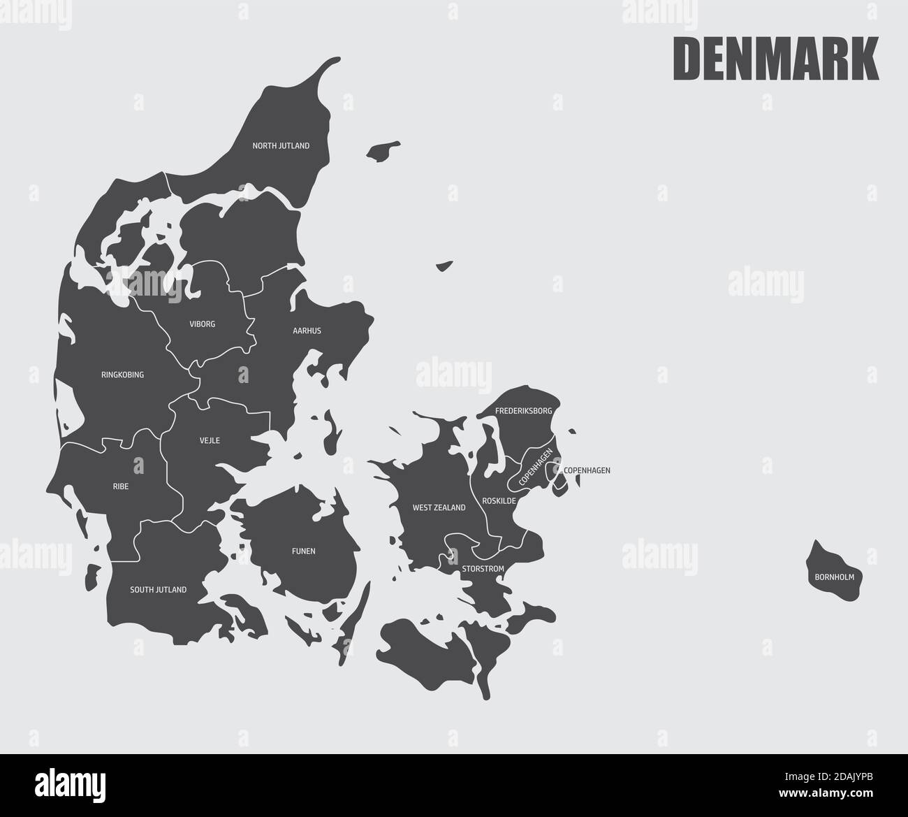 Denmark provinces map Stock Vector