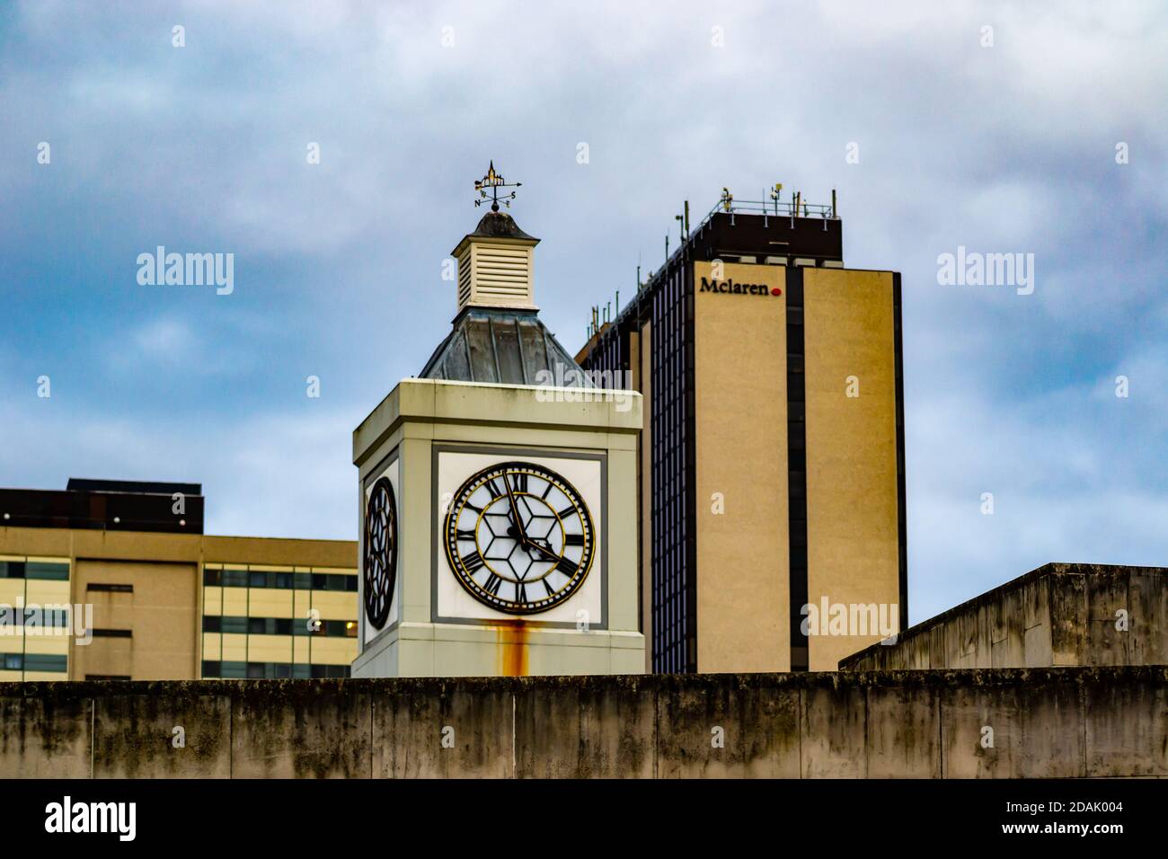 The view from Bull Street in Birmingham of the clock tower over The