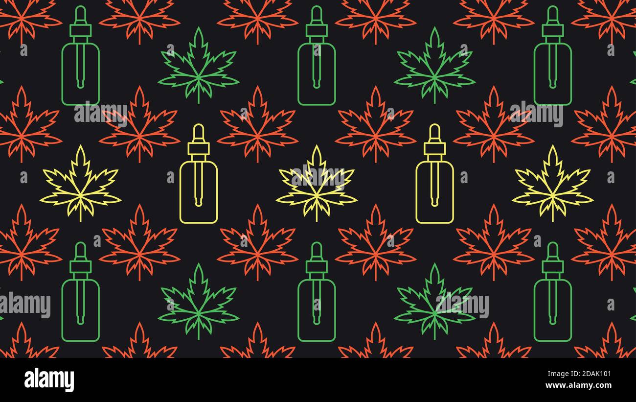 Marijuana leaf with cosmetic bottle with CBD Stock Vector