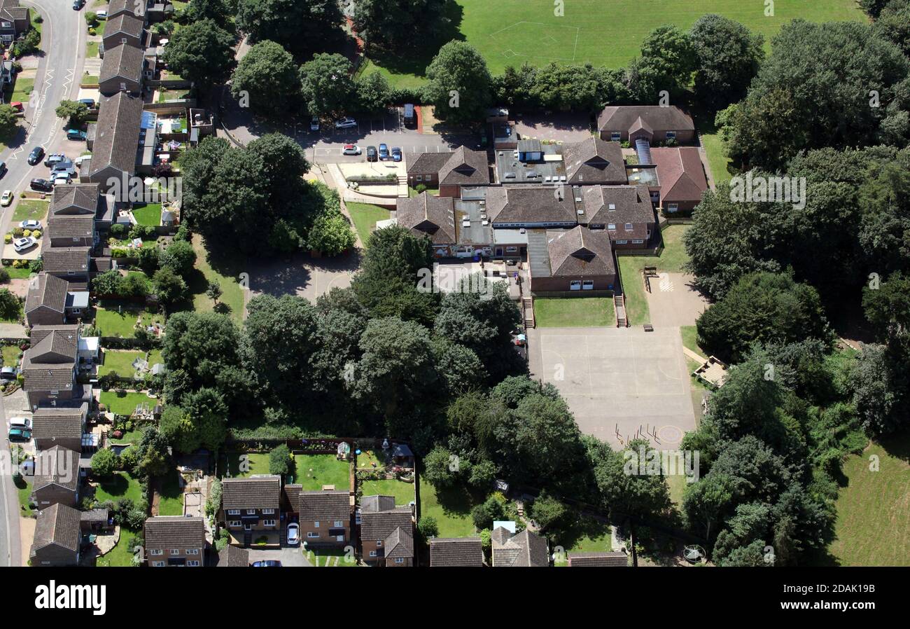 aerial view of St John's R.C. Primary School in Banbury, Oxfordshire Stock Photo