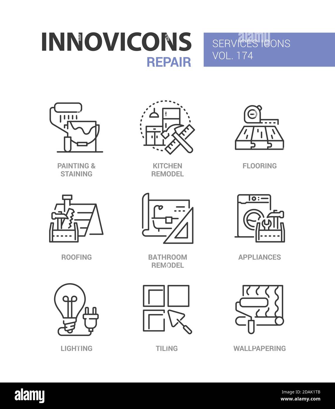 Repair services - line design style icons set Stock Vector Image & Art ...