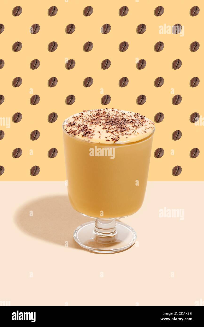 Coffeeflavored yogurt pudding dessert. Healthy lifestyle, superfood