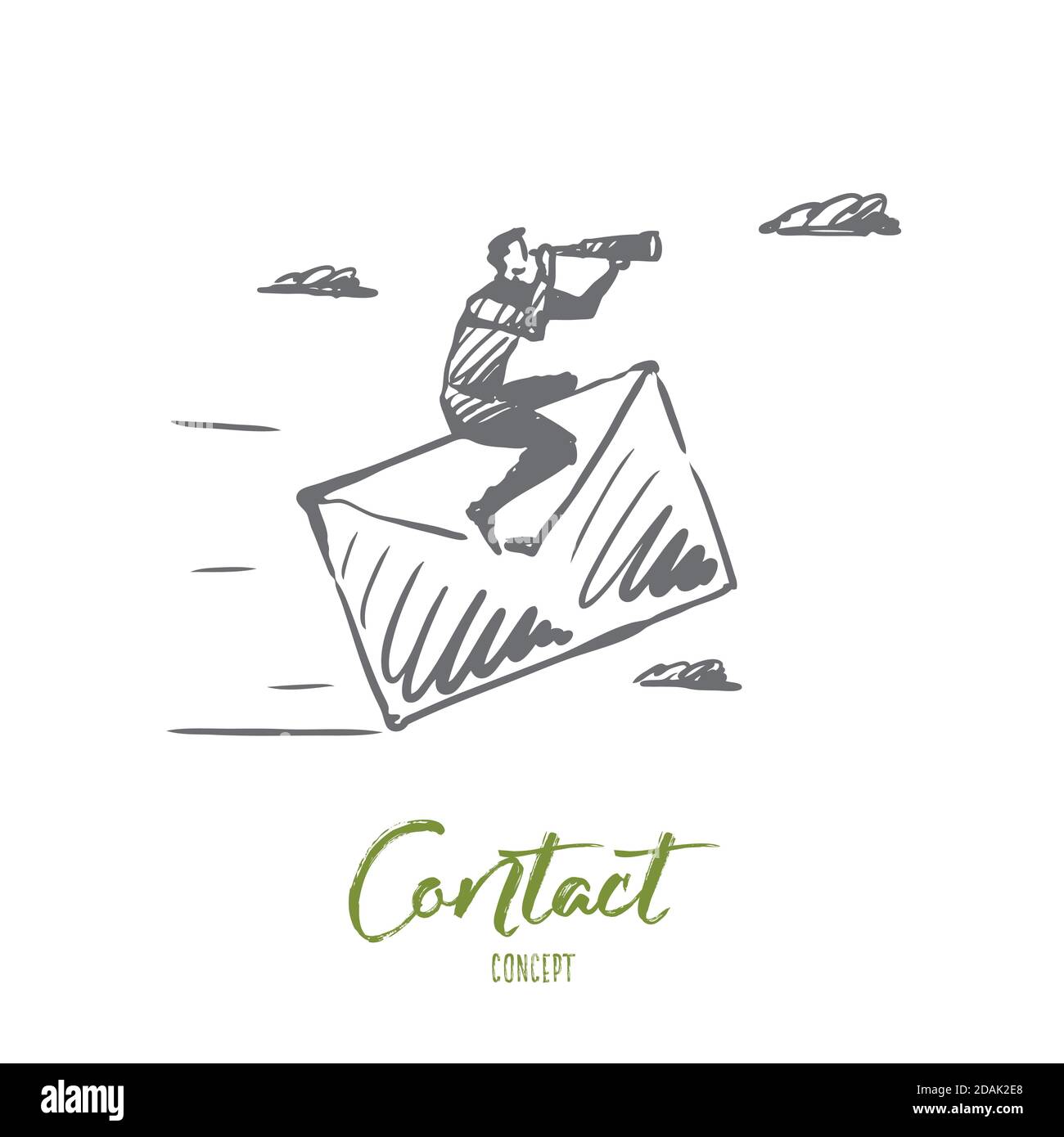 Contact us, mail, customer, service concept. Hand drawn isolated vector. Stock Vector