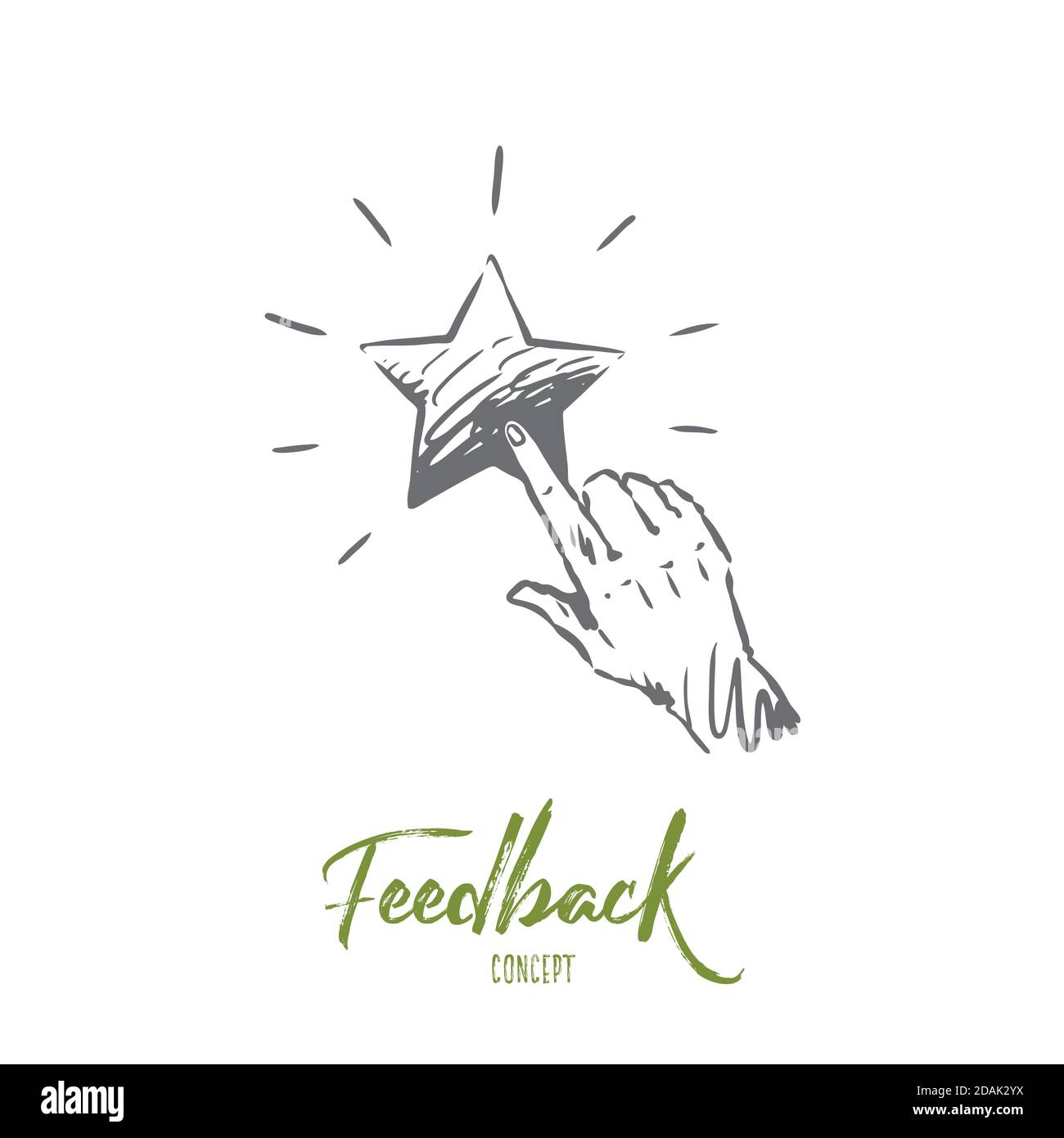 Feedback, star, service, quality, mark concept. Hand drawn isolated vector. Stock Vector