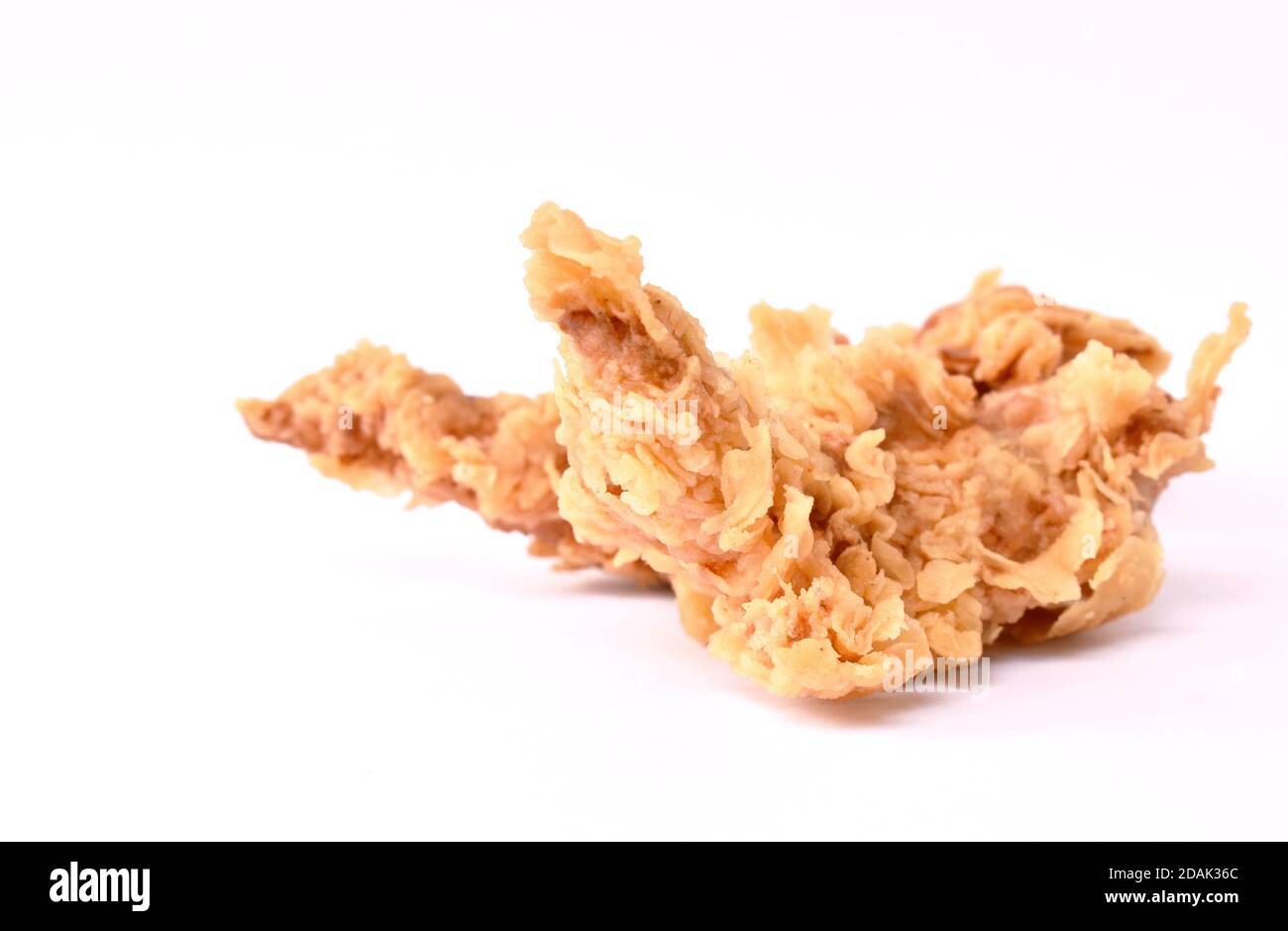 crispy fried chicken fillet with bread crumb and egg yolk dressing ketchup on white background