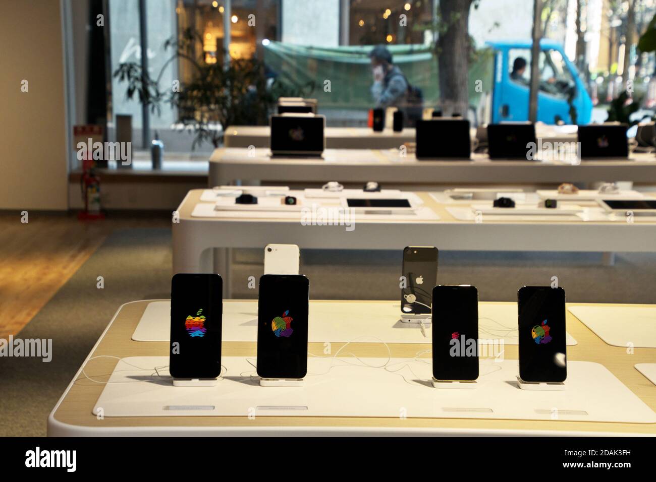 Tokyo, Japan. 12th Nov, 2020. Apple's iPhone series are displayed during the launch day for new iPhone 12 mini and 12 Pro Max at NTT docomo Marunouchi store in Tokyo, Japan on Friday, November 13, 2020. Photo by Keizo Mori/UPI Credit: UPI/Alamy Live News Stock Photo