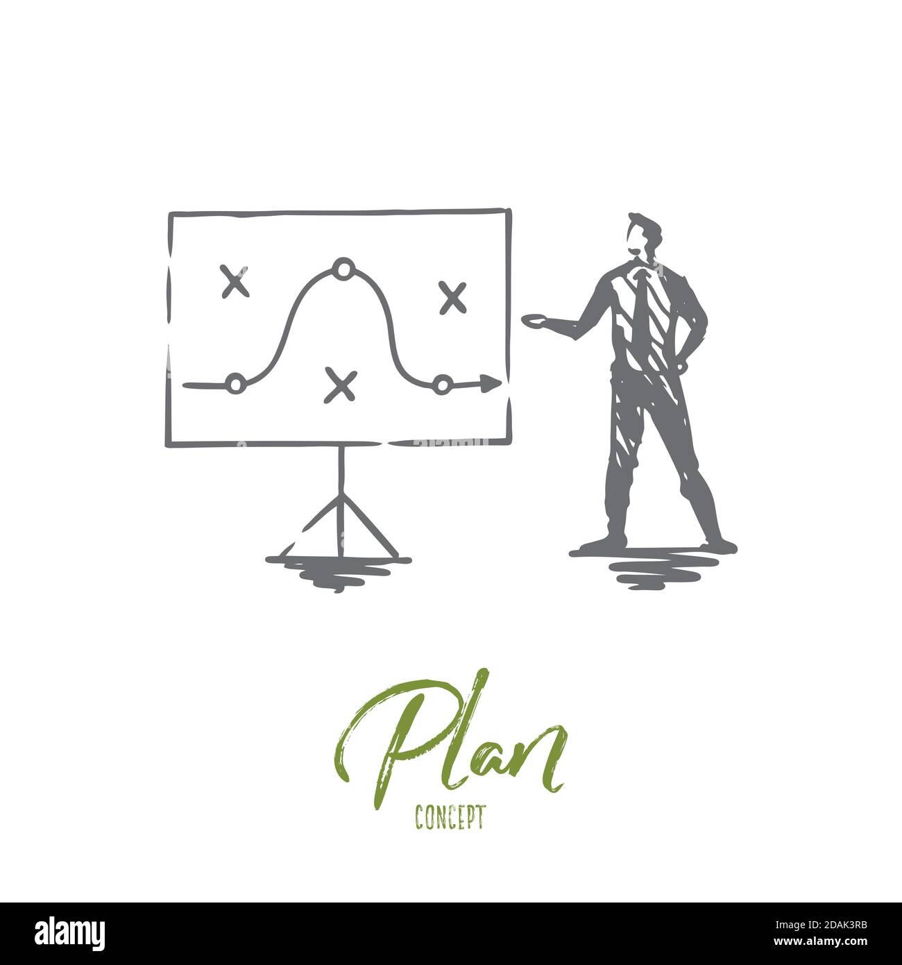 Plan, strategy, marketing, project, tactic concept. Hand drawn isolated vector. Stock Vector