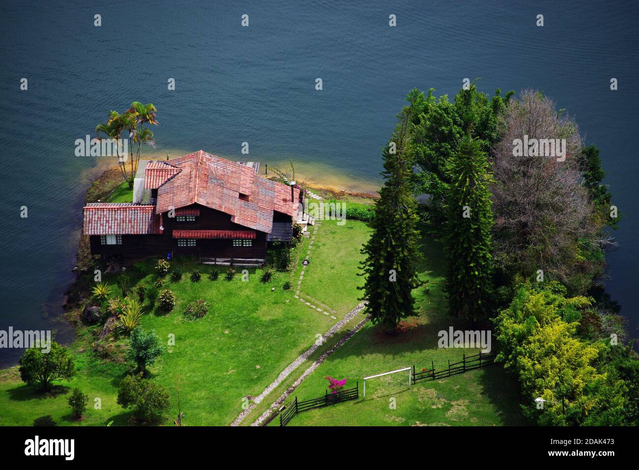 Aerial view of Guatape Lake (El Penol) in Antioquia, Colombia, South America Stock Photo