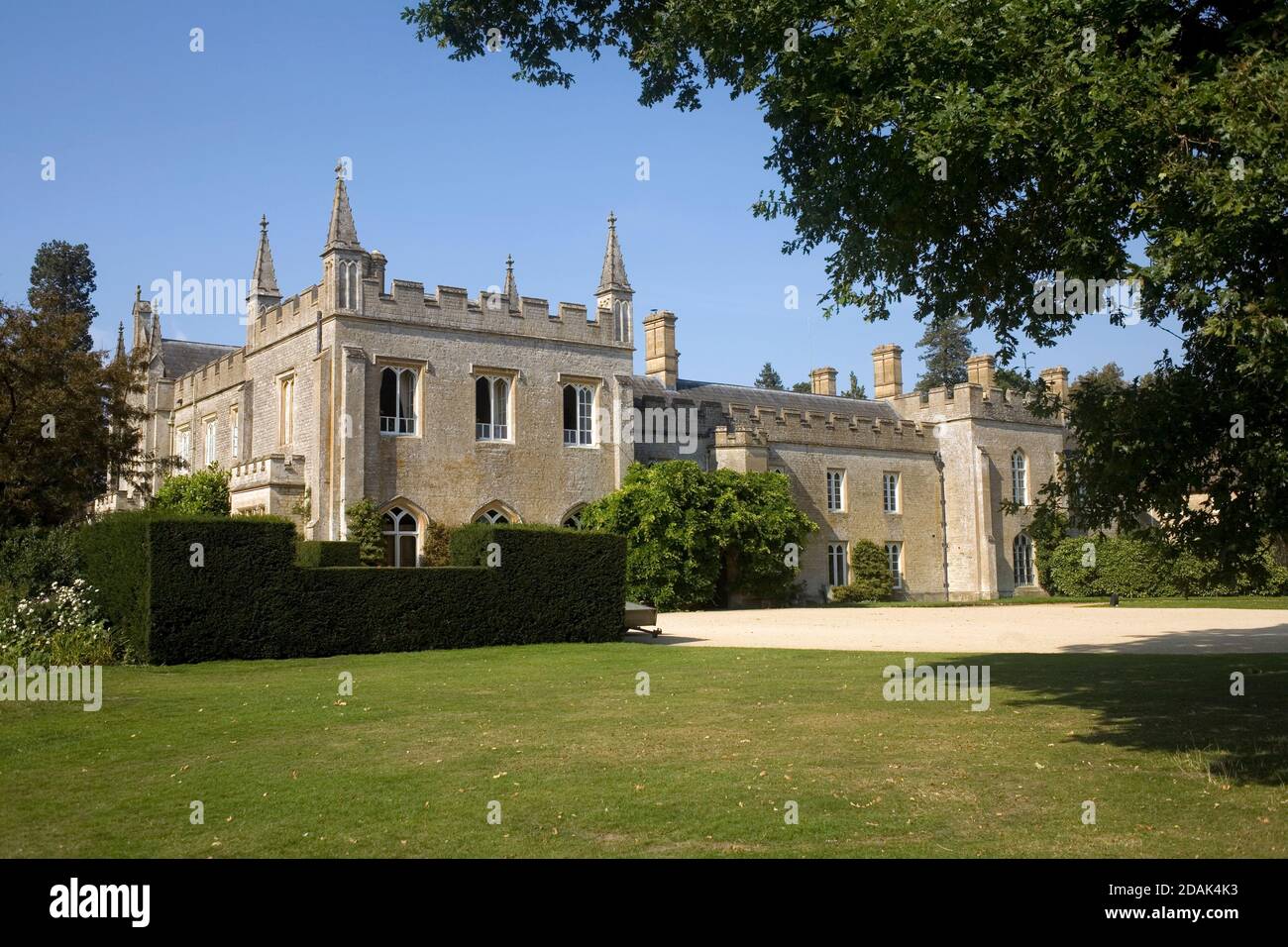 East facing side of Bradwell Grove manor house, now the building at the heart of Cotswold Wildlife park Stock Photo