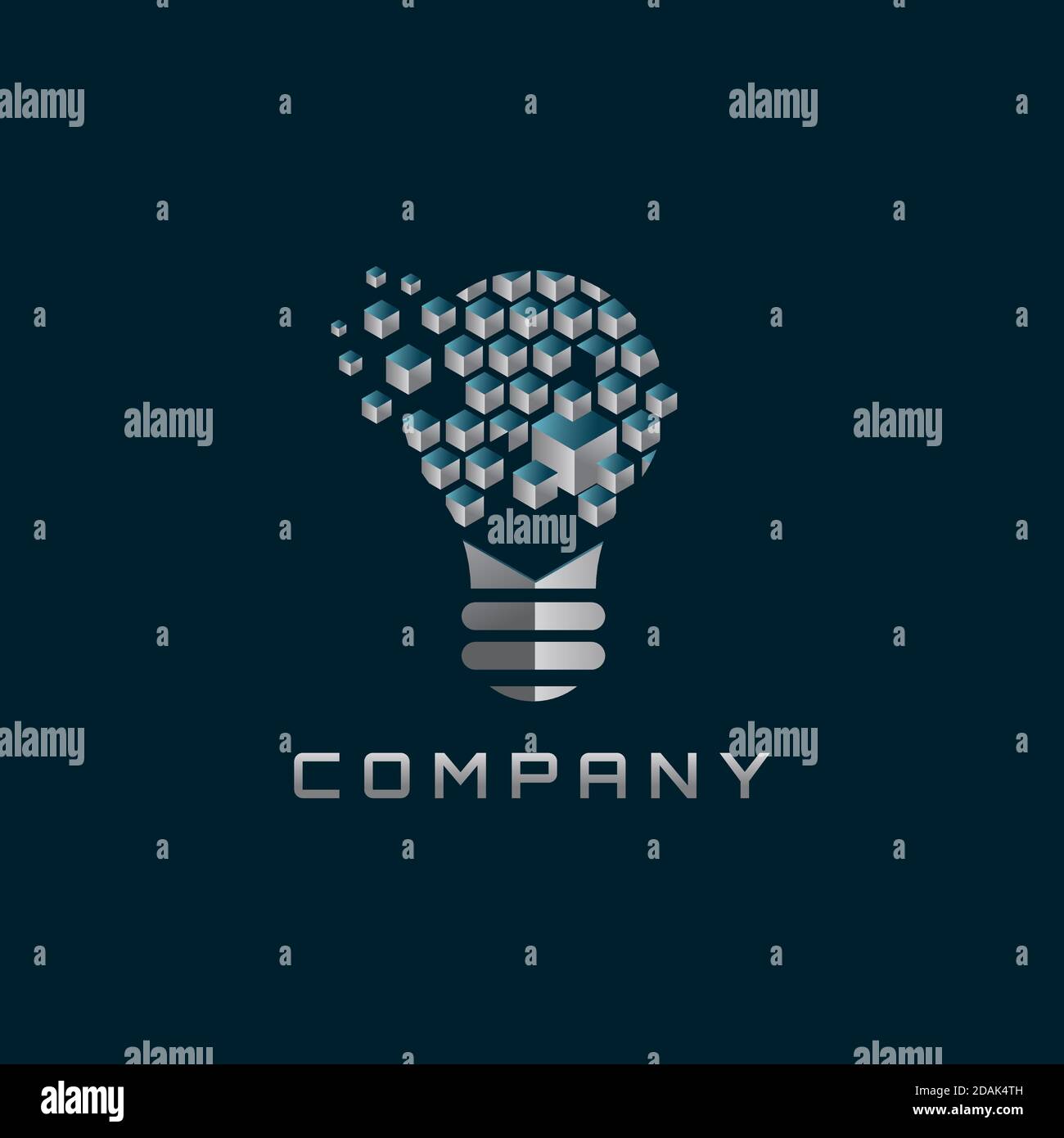 Light bulb composed of cubes vector illustration. Light bulb logo vector. Light bulb emblem Stock Vector